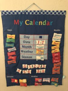 Velcro calendar for children